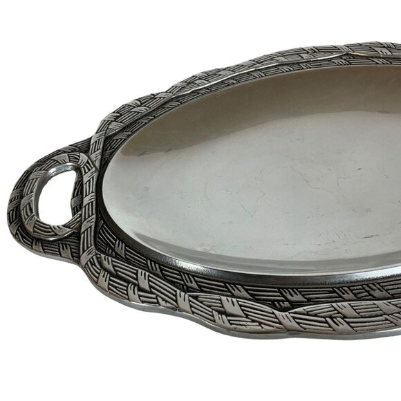Wilton Armetale Sweetgrass Small Oval Serving Tray Pewter 14x7.5 Discontinued - Picture 3 of 7
